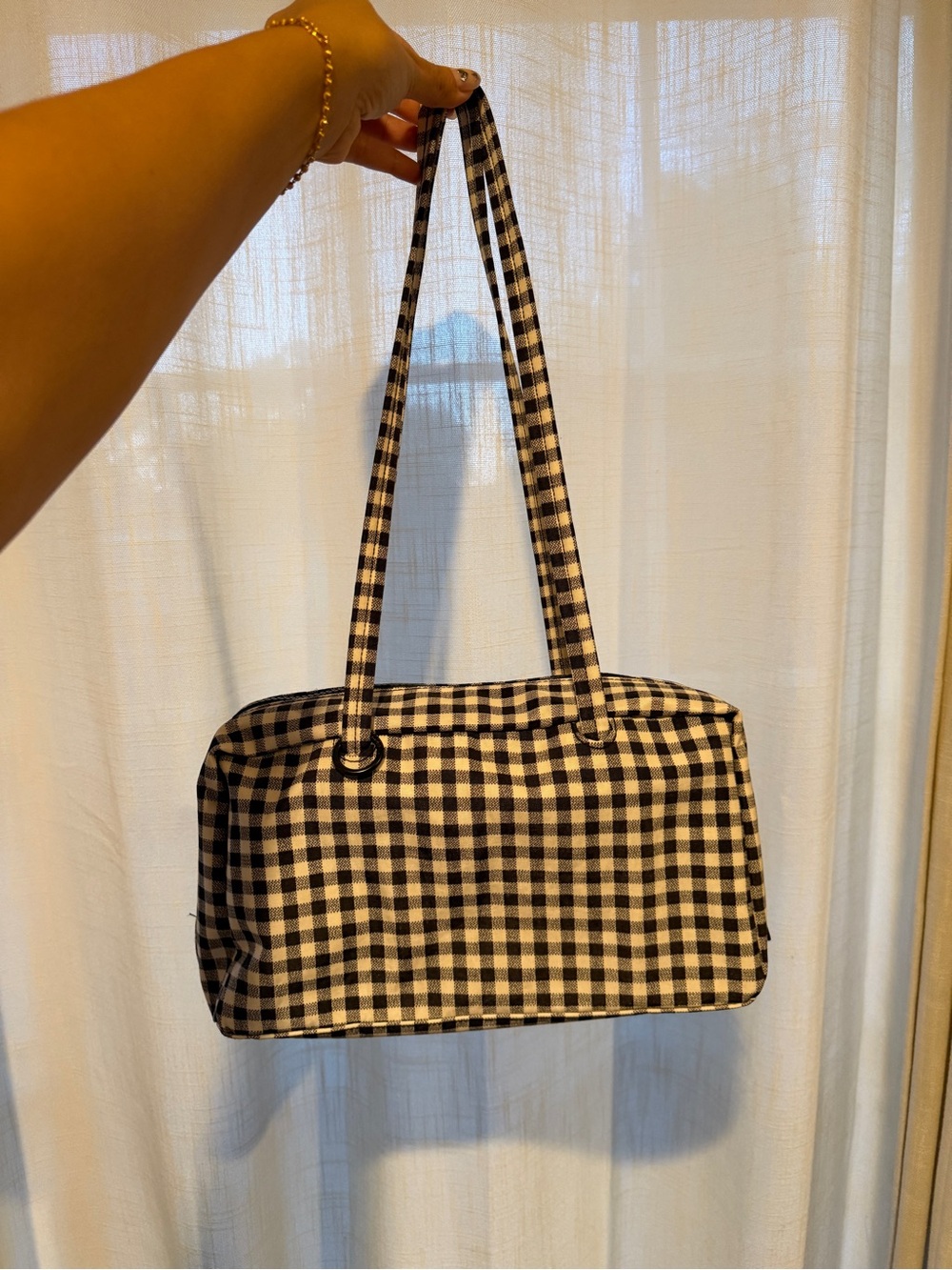 Baggu Black & White Gingham Shoulder Bag